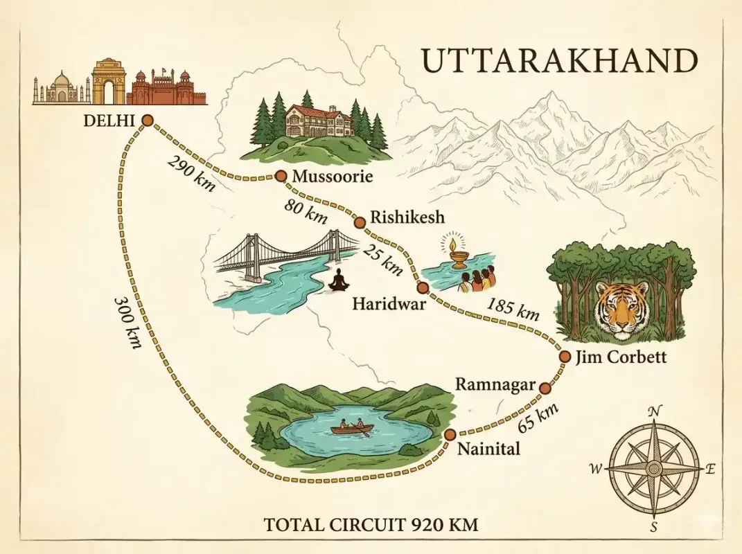 Trip Route from Delhi