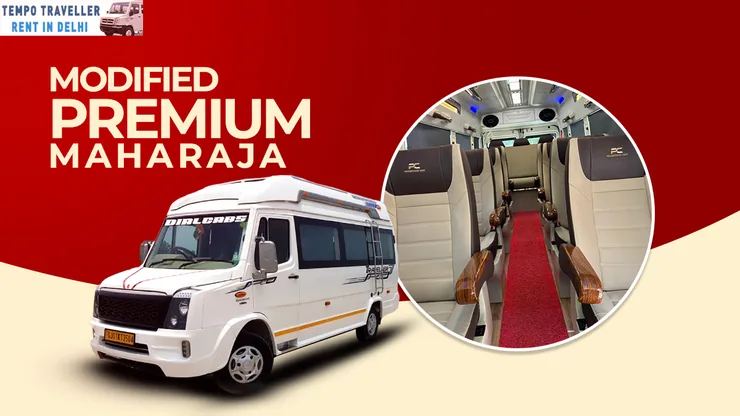 Maharaja Tempo Traveller with Washroom, Fridge and Sofa