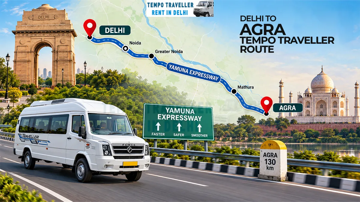 Delhi to Agra road route map via Yamuna Expressway